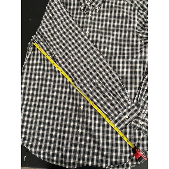 Eddie Bauer Men’s TL Plaid Gray and Gold Shirt EUC - Picture 2 of 3